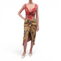 VIVIENNE WESTWOOD RED AND YELLOW FLORAL PATTERNED DRAPED DRESS - SIZE 42