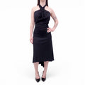 MIU MIU BLACK HALTER TWIST DRESS - SIZE 42