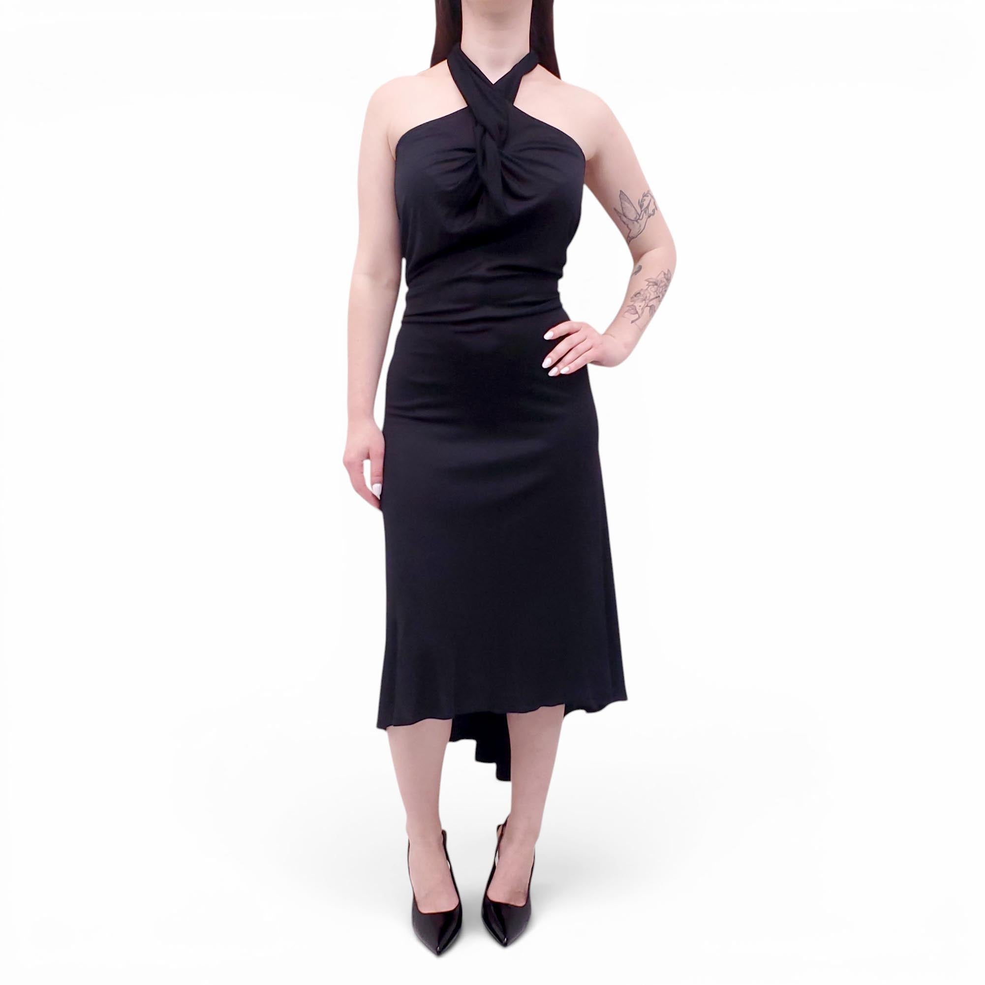 MIU MIU BLACK HALTER TWIST DRESS - SIZE 42