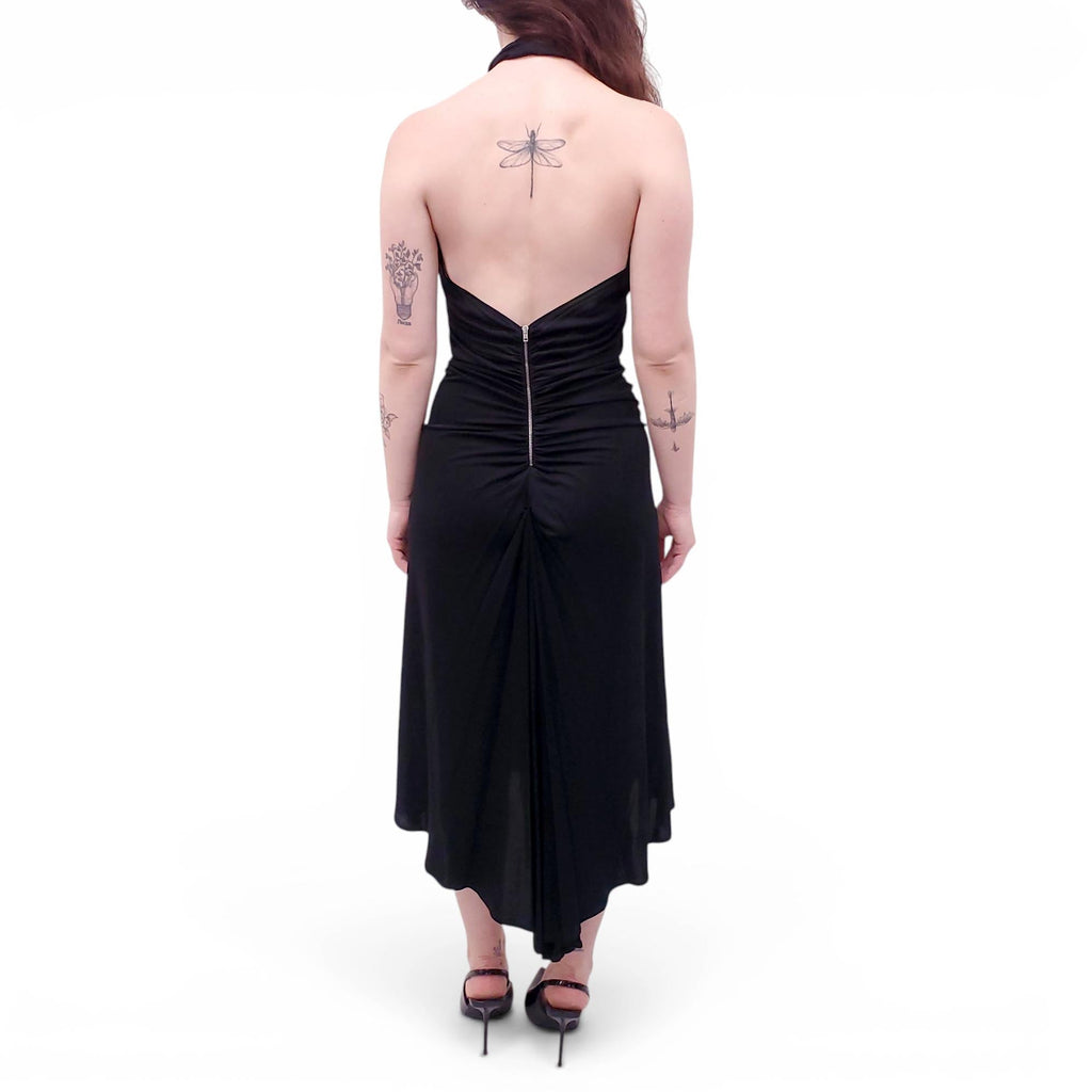 MIU MIU BLACK HALTER TWIST DRESS - SIZE 42