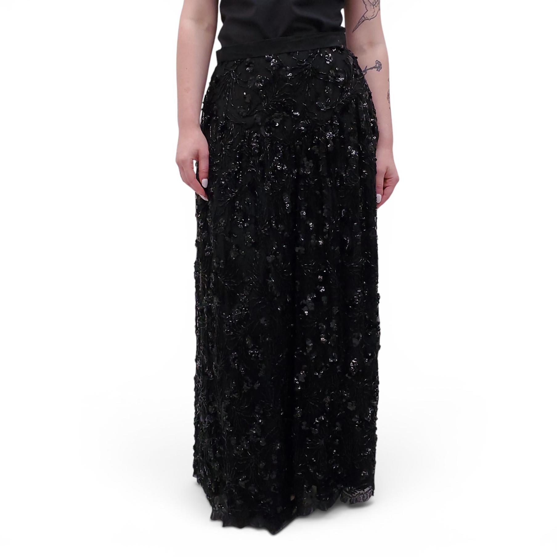 VINTAGE BLACK SEQUIN SKIRT - SIZE S