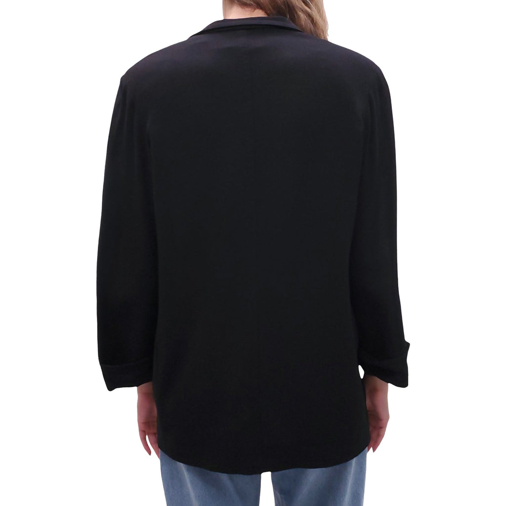 JEAN MUIR BLACK 3/4-SLEEVE BLAZER JACKET - SIZE L