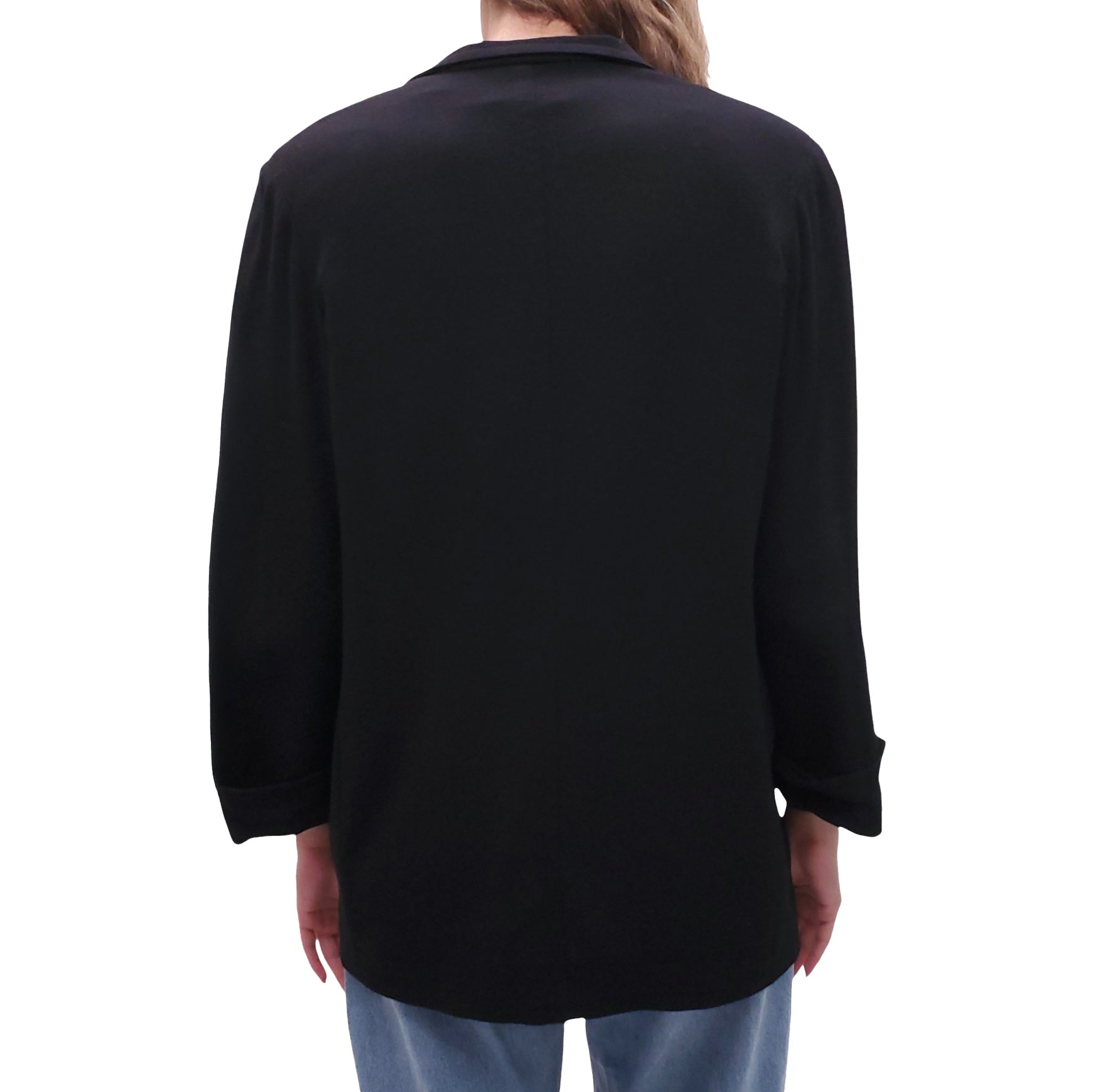 JEAN MUIR BLACK 3/4-SLEEVE BLAZER JACKET - SIZE L