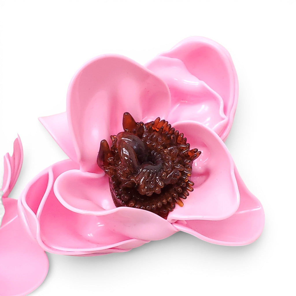 TÉTIER BIJOUX PINK AND BROWN FLORAL PISTOL EARRINGS