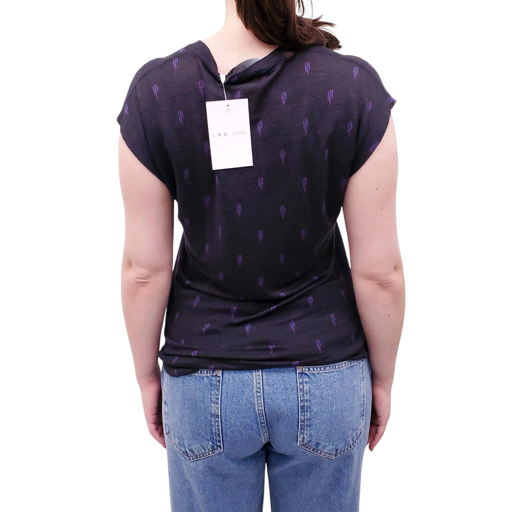 IRO BLACK PATTERNED T-SHIRT - SIZE S
