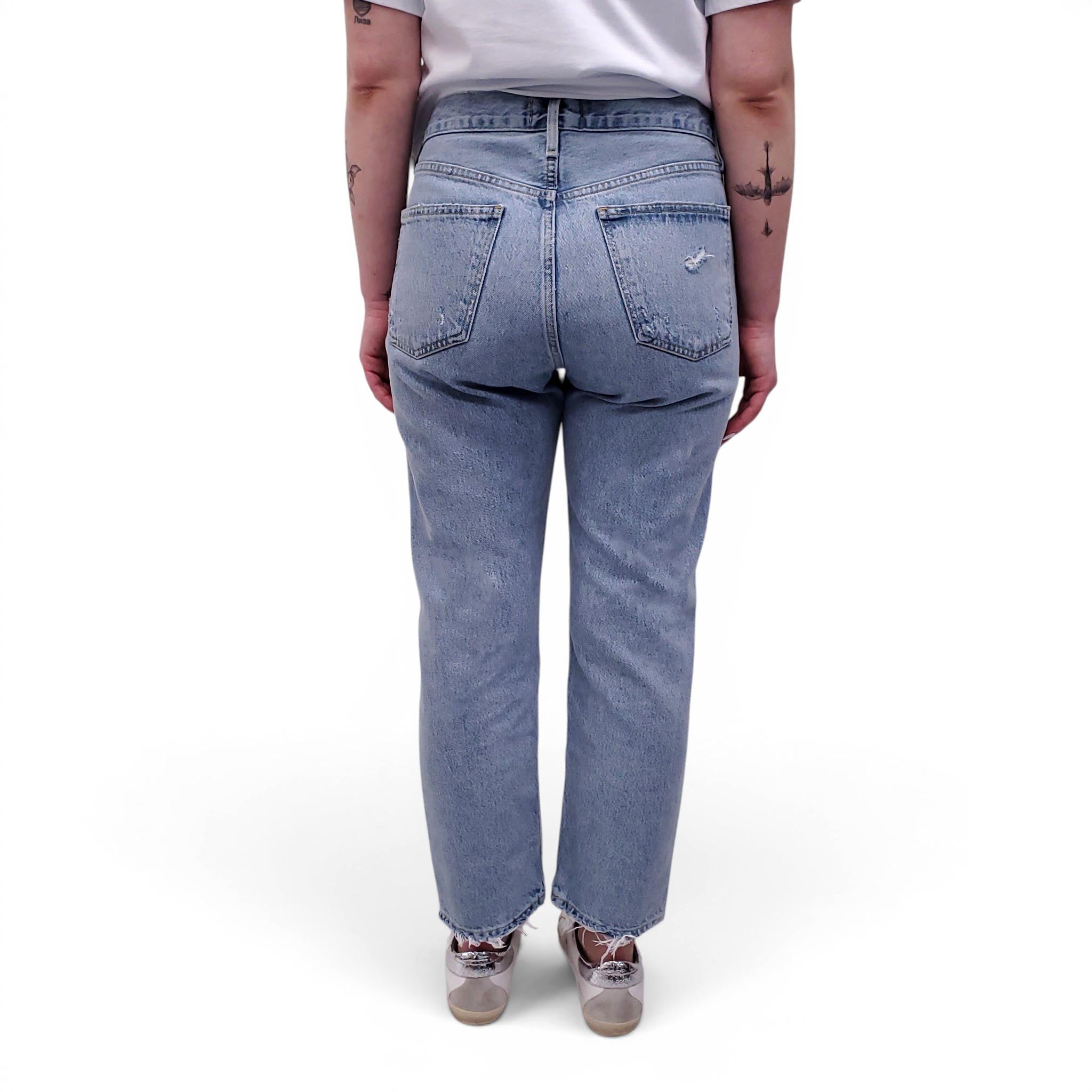 AGOLDE LIGHT WASH 'PARKER JEAN' WITH DISTRESSED DETAILS - SIZE 26