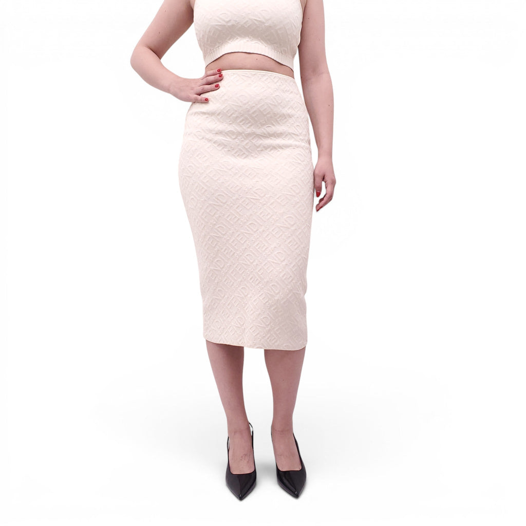 FENDI x SKIMS CREAM LOGO SKIRT SET - SIZE 42