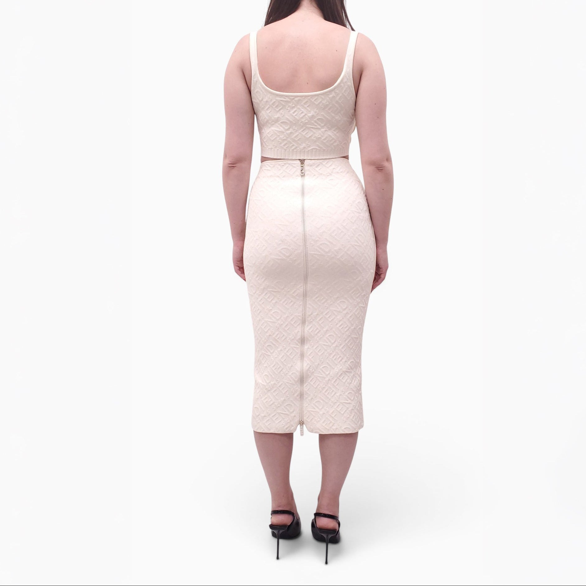 FENDI x SKIMS CREAM LOGO SKIRT SET - SIZE 42