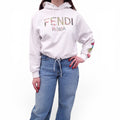 FENDI WHITE FLORAL LOGO CROPPED SWEATER - SIZE XS