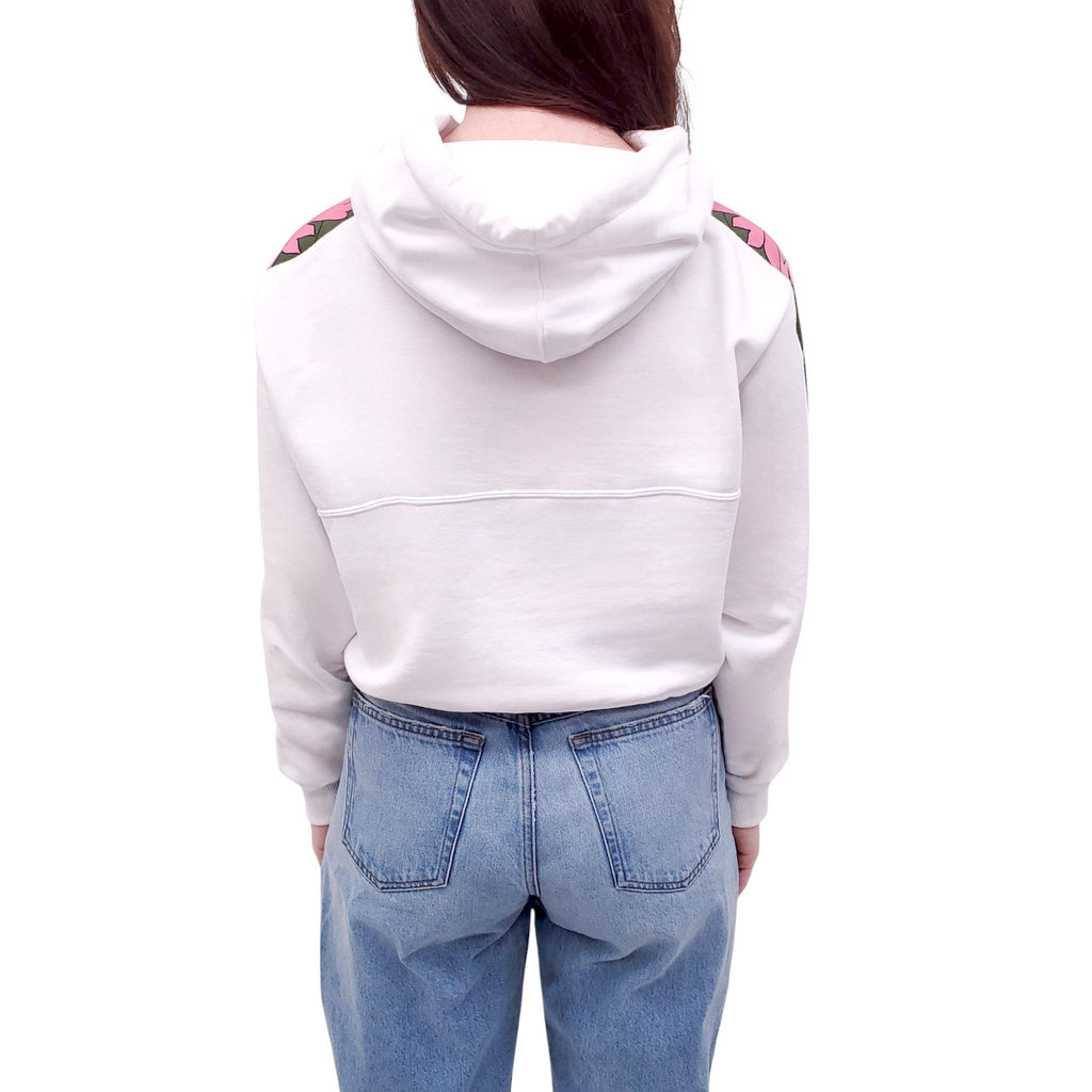 FENDI WHITE FLORAL LOGO CROPPED SWEATER - SIZE XS
