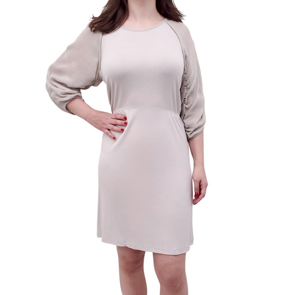 FENDI GREY SILK MIDI DRESS - SIZE 42