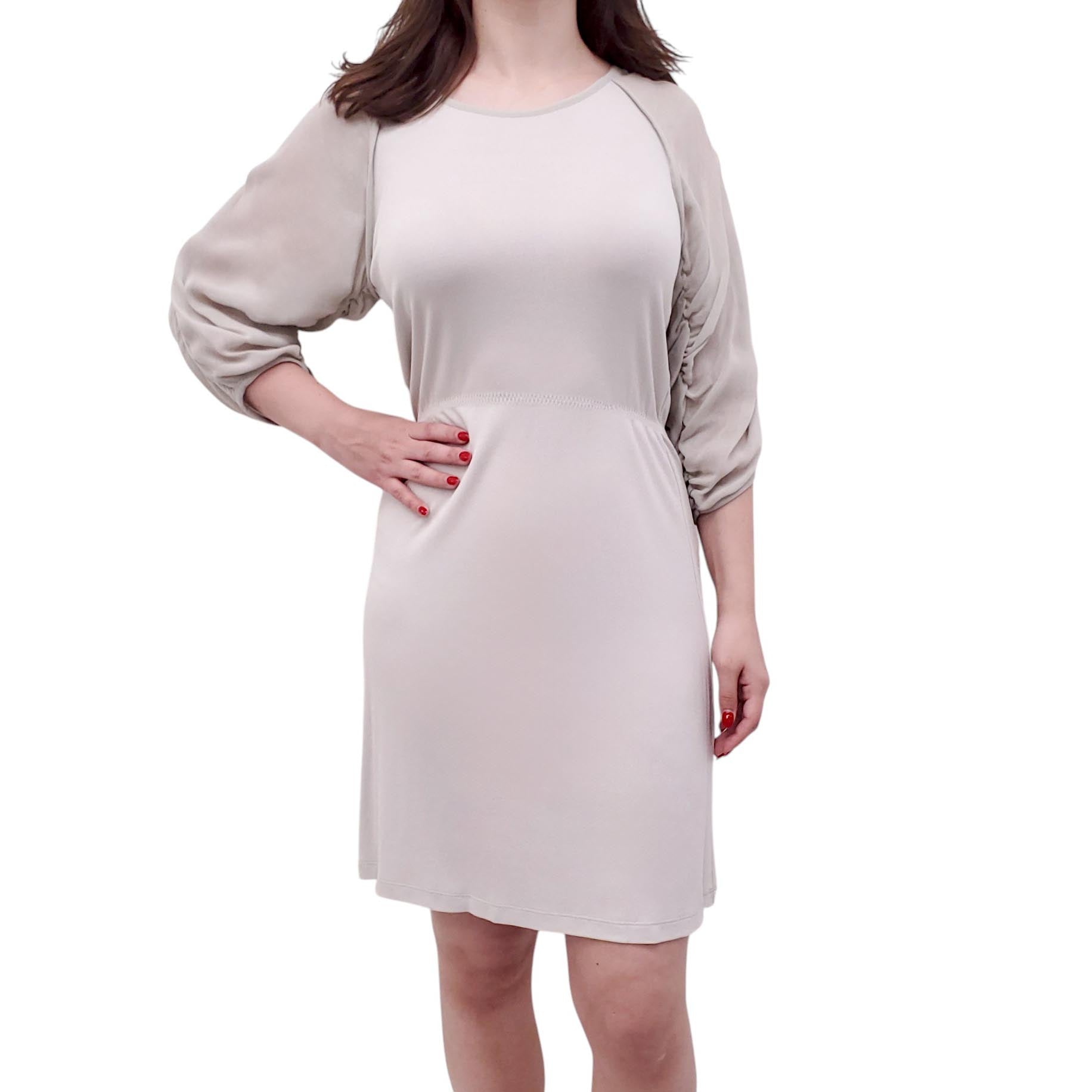 FENDI GREY SILK MIDI DRESS - SIZE 42