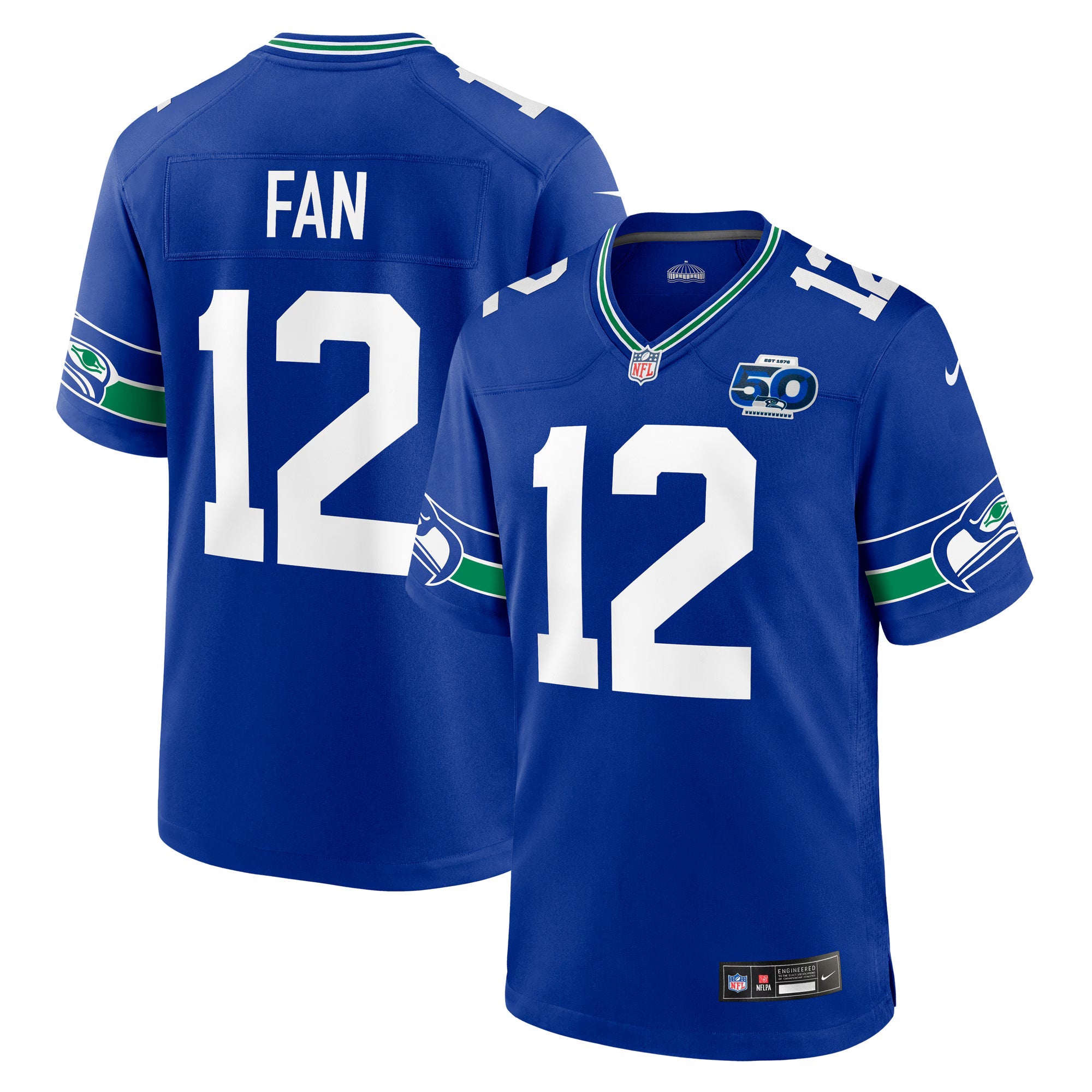 Seattle Seahawks 12s Royal Alternate 50th Season Game Jersey