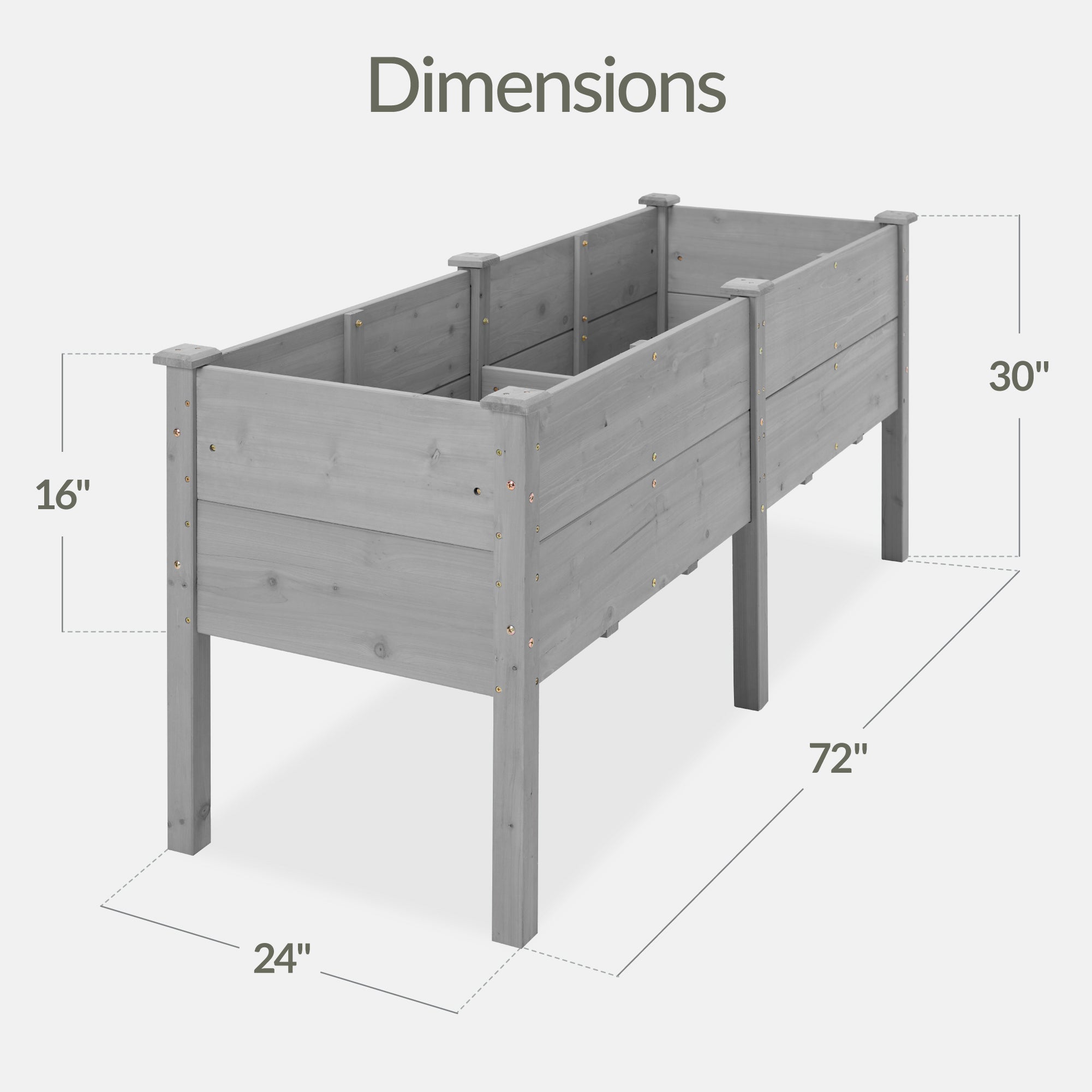 Best Choice Products 72" x 24" x 30" Raised Garden Bed, Extra Deep 16" Depth, Elevated Wood Planter Stand - Gray