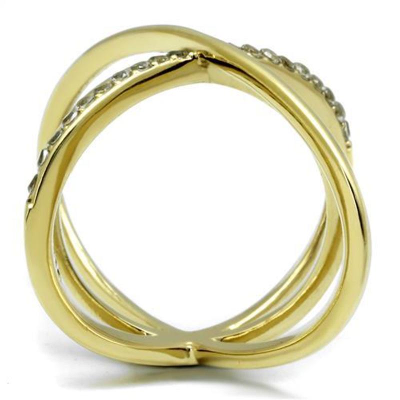 IP Gold(Ion Plating) Stainless Steel Ring with AAA Grade CZ in Clear