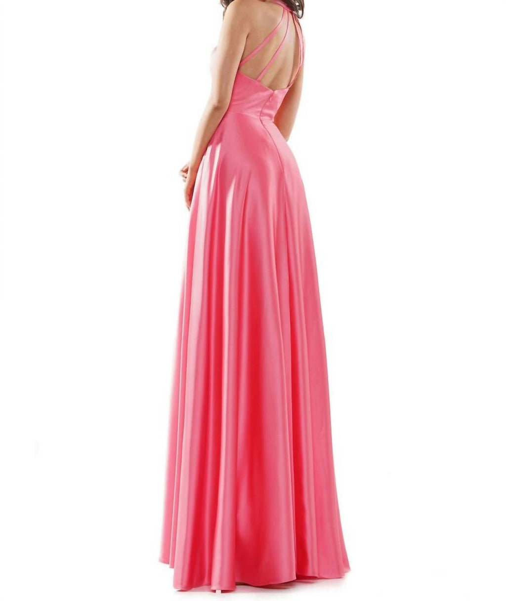 A-Line Satin Gown In Pink