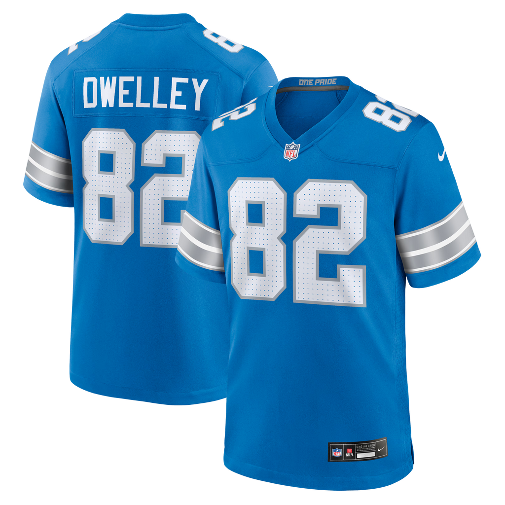 Detroit Lions Ross Dwelley Blue Team Game Jersey