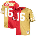 San Francisco 49ers Joe Montana Mitchell & Ness Scarlet/Gold Big & Tall Split Legacy Retired Player Replica Jersey