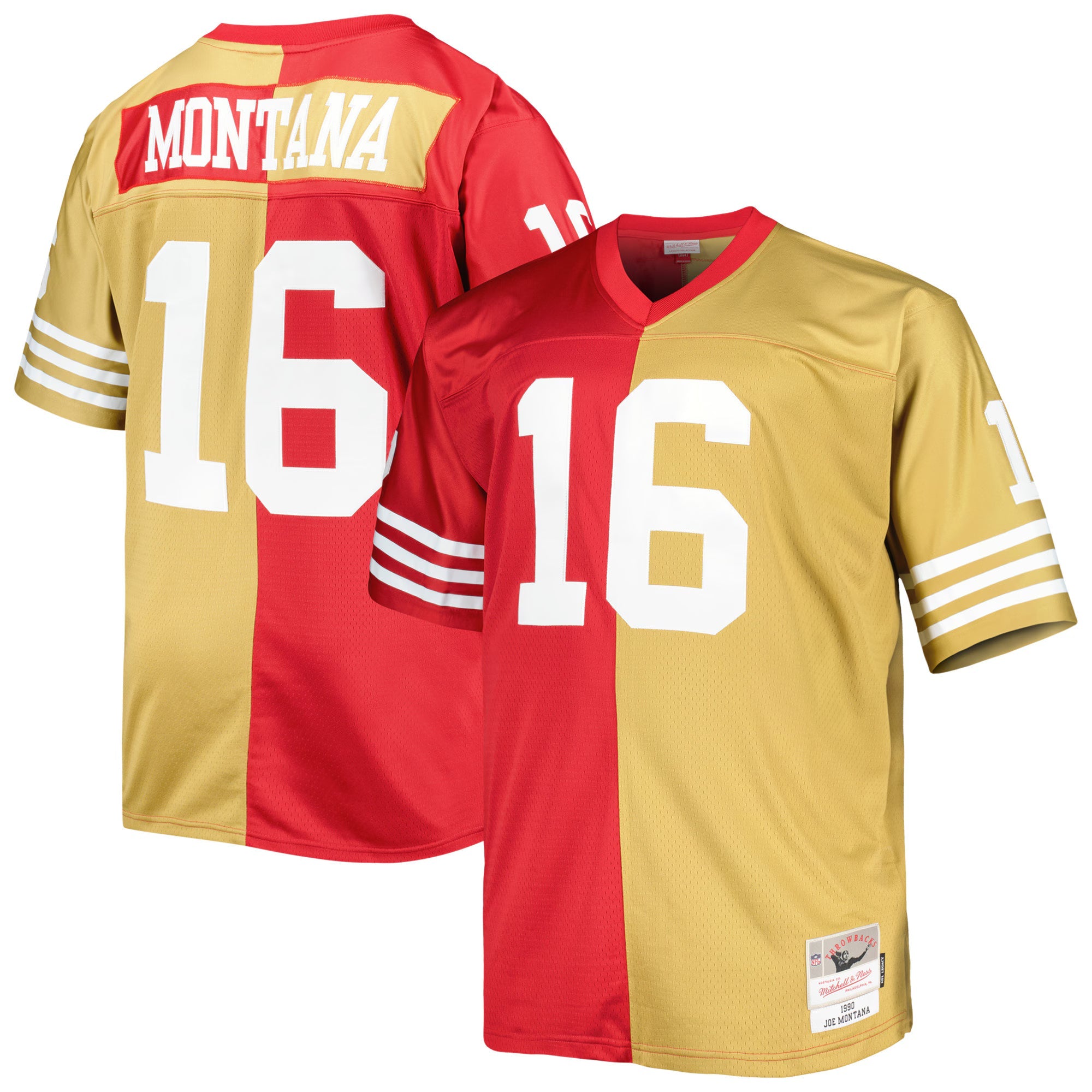 San Francisco 49ers Joe Montana Mitchell & Ness Scarlet/Gold Big & Tall Split Legacy Retired Player Replica Jersey