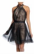 Evelyn Mini Dress In Black And Nude