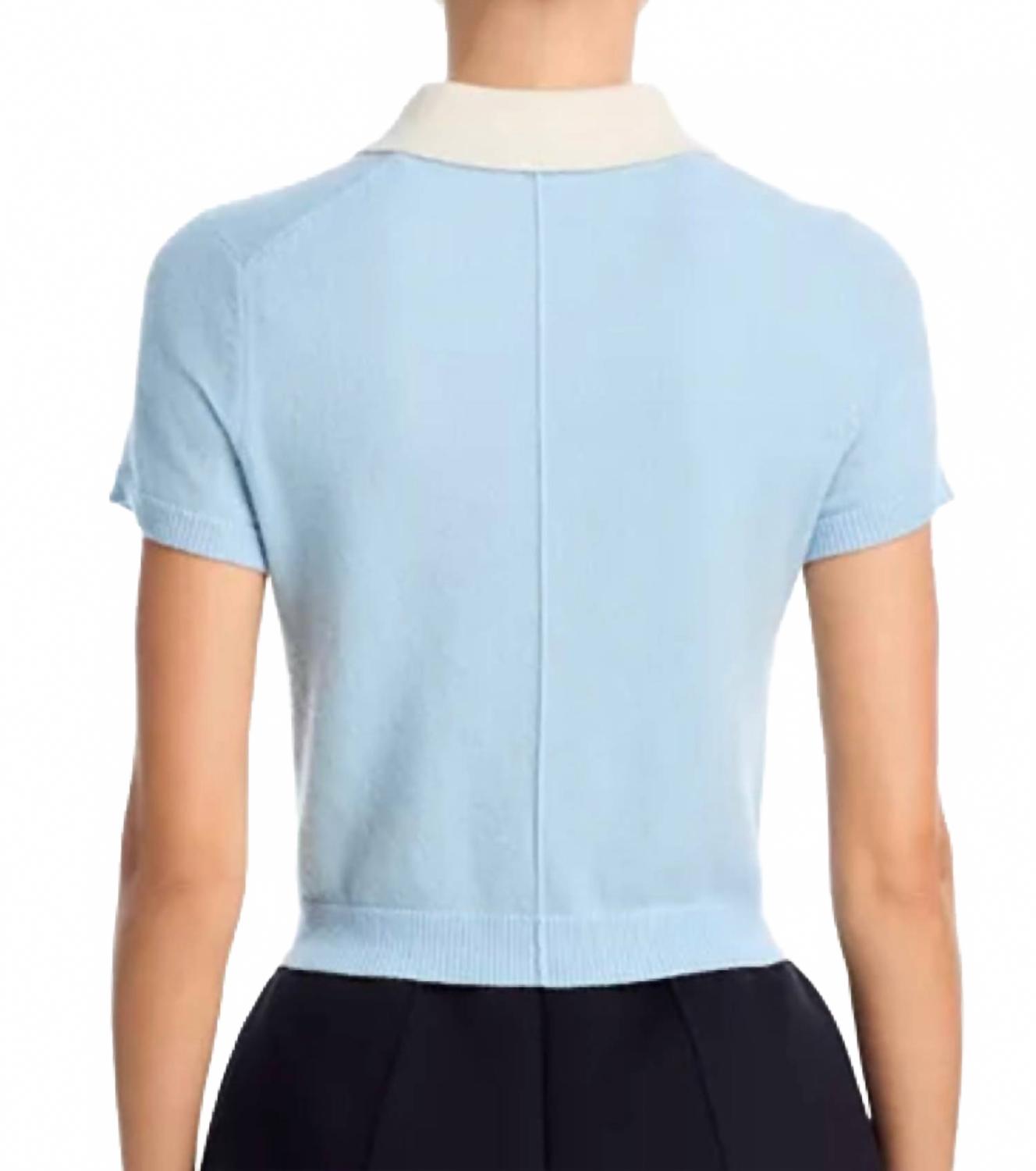 Sanders Cashmere Polo Tee In Blue