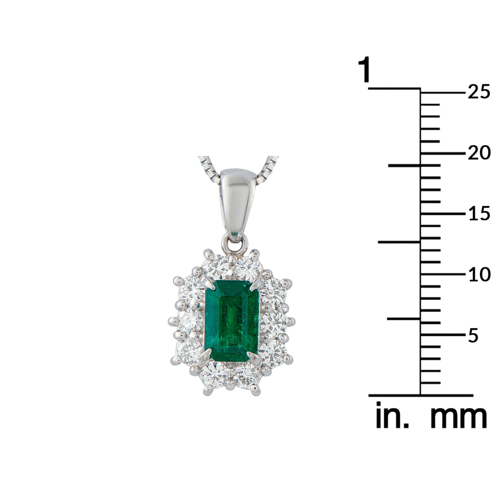 LB Exclusive Platinum 0.38ct Diamond and Emerald Pendant Necklace MF42-041326