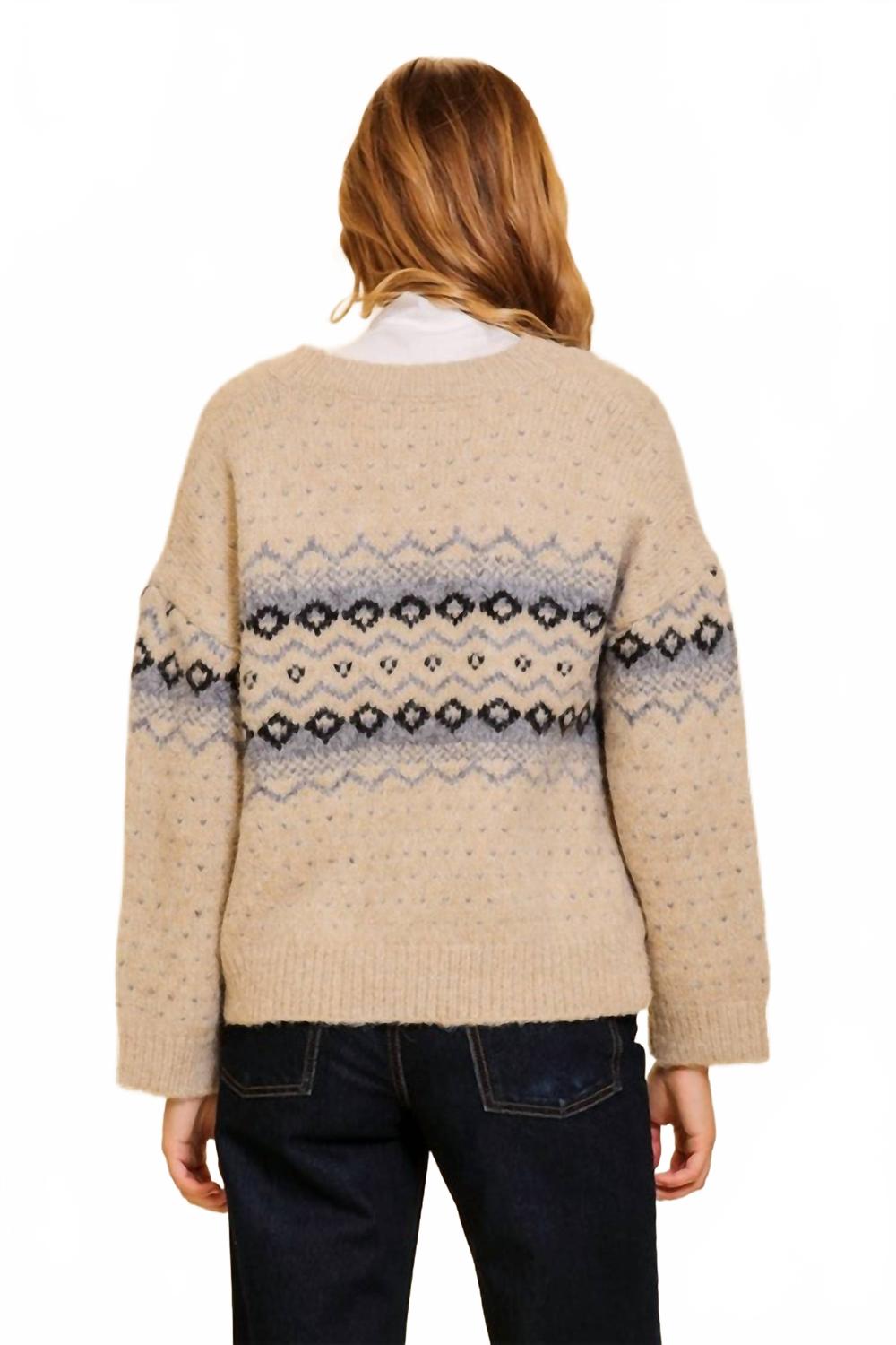 Argyle V-Neck Cardigan In Beige
