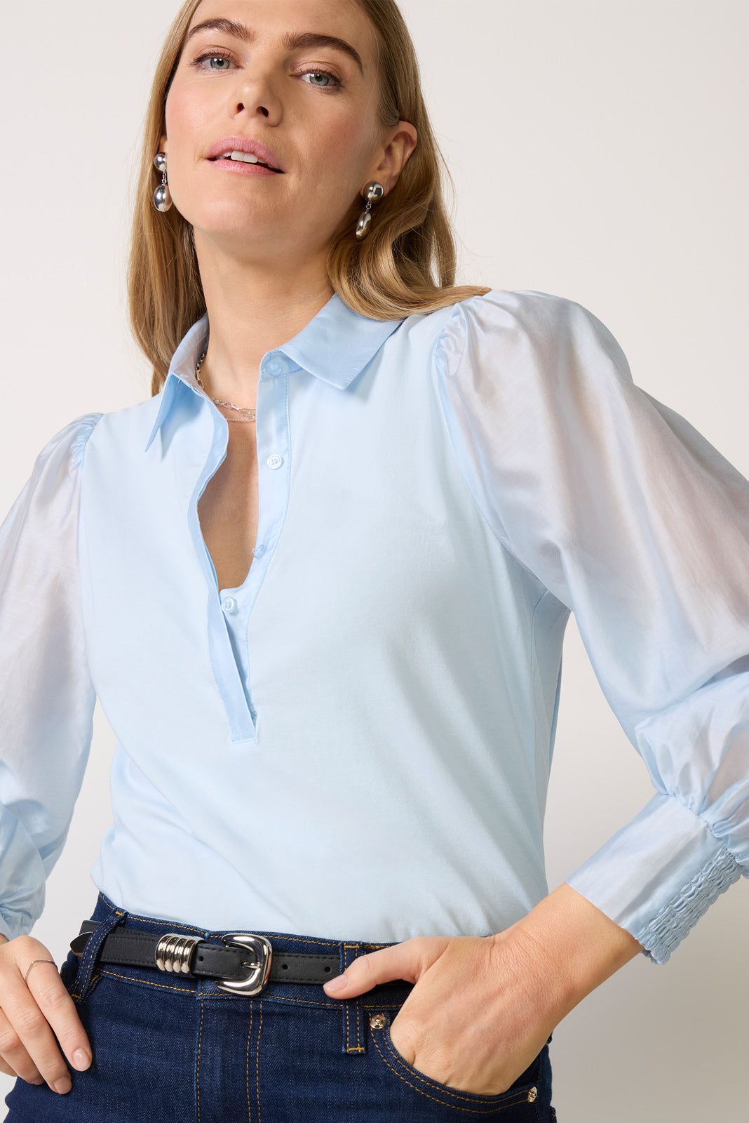 Women's Nelly Sheer Sleeve Top