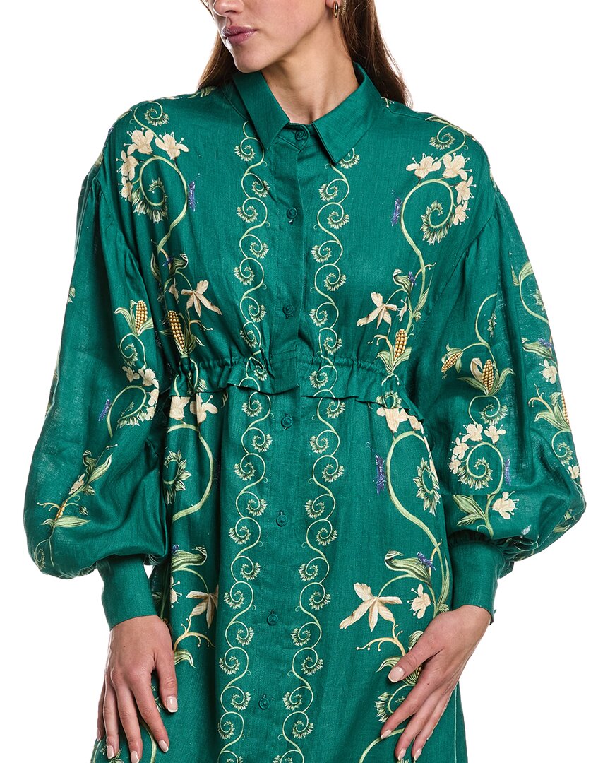 Agua by Agua Bendita Taos Esmeralda Linen Shirtdress