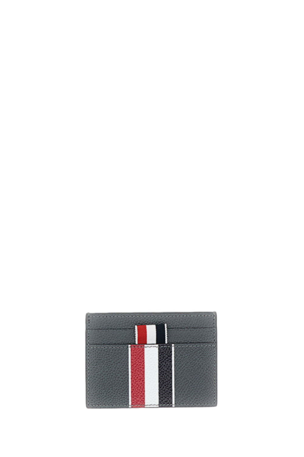 Grey Pebble Grain Leather Double Card Holder