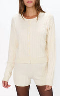 Throw On Cardigan In Snow Cable Knit