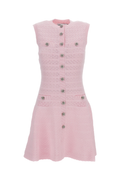 Pink Pointelle Diamante Knit Mini Dress