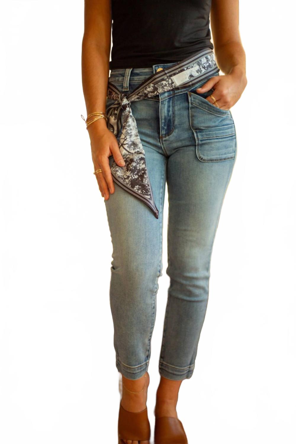 Reese High Waist Crop Skinny Jeans In Electric