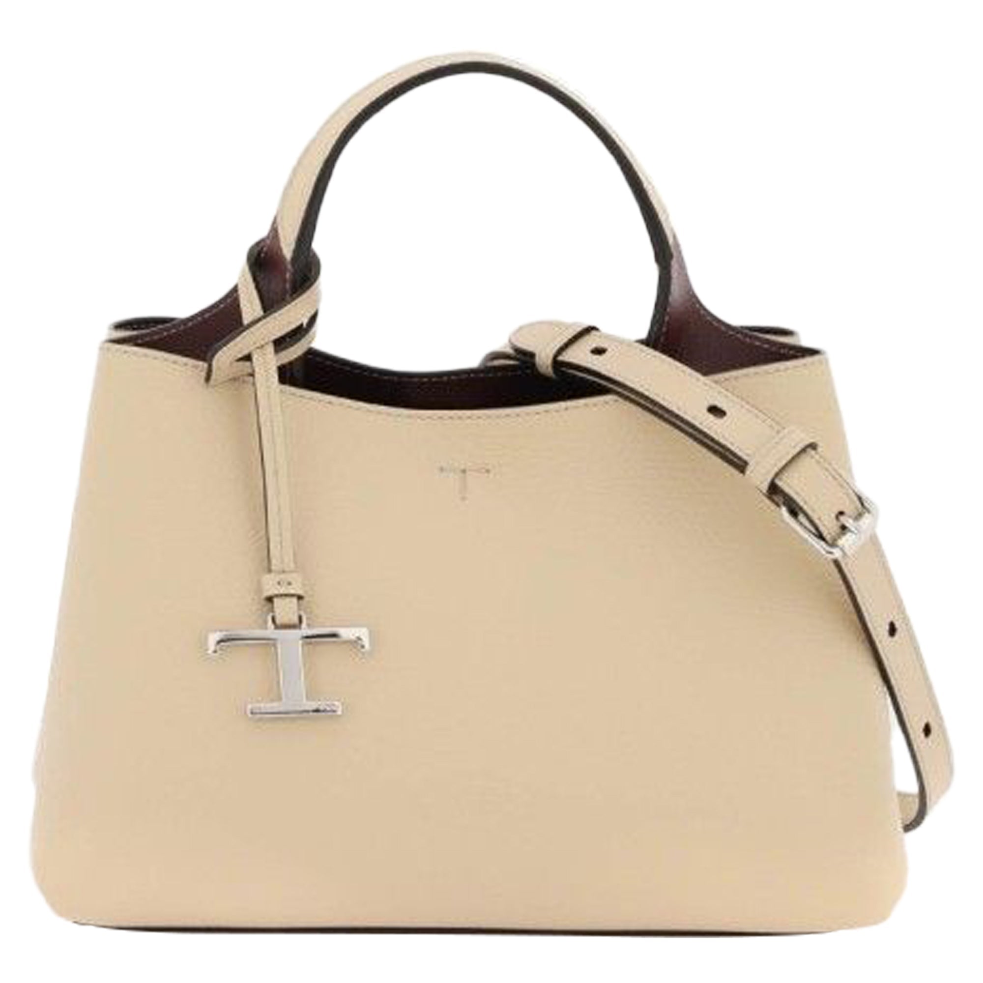Timeless Metal Micro Tote Bag Beige Stamp: Qri