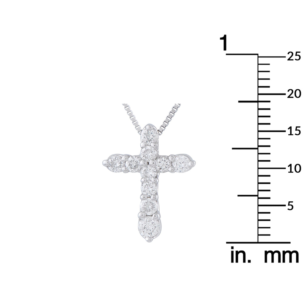 LB Exclusive Platinum 0.50ct Diamond Cross Pendant Necklace MF21-041426