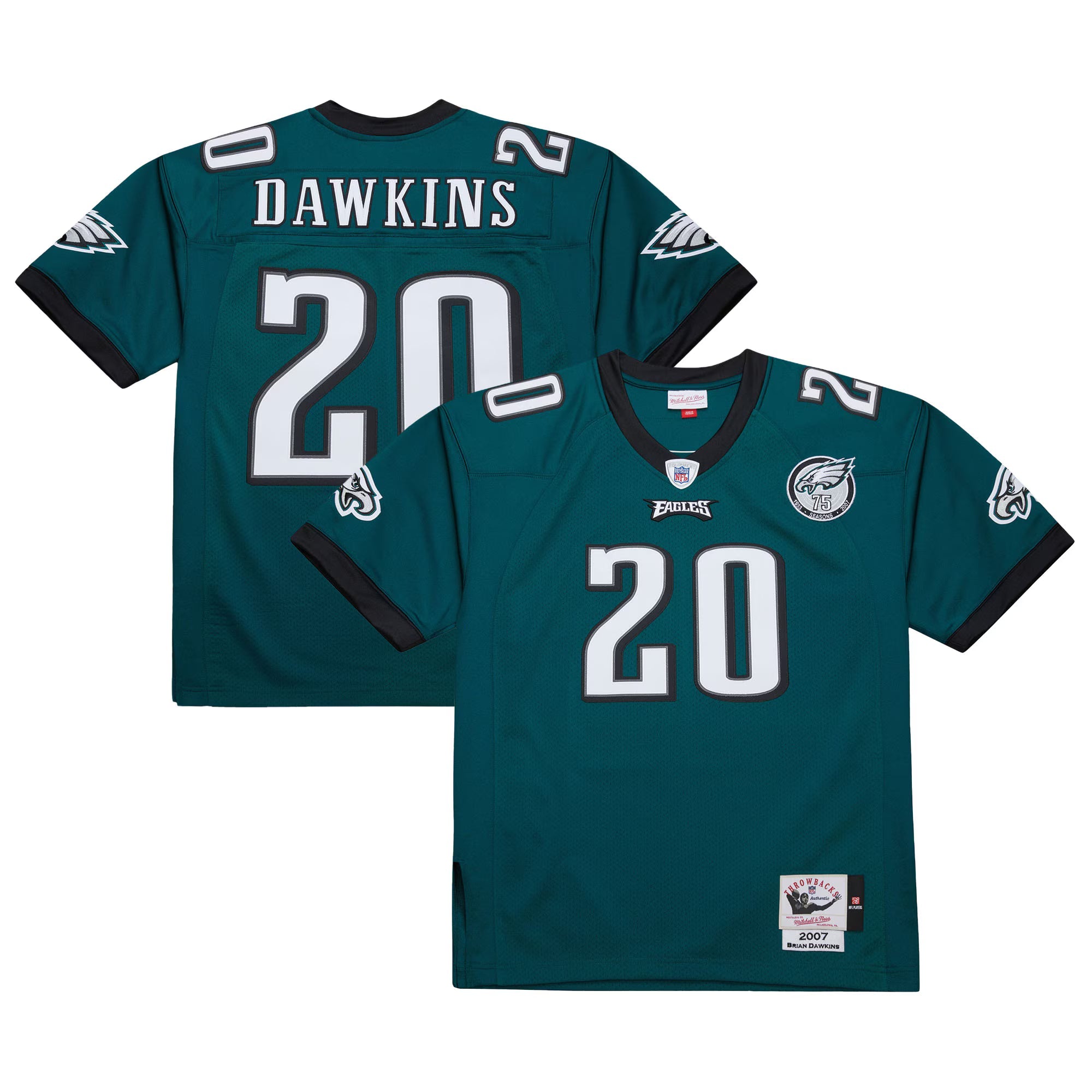 Philadelphia Eagles Brian Dawkins Mitchell & Ness Green 2007 Authentic Throwback Retired Player Jersey