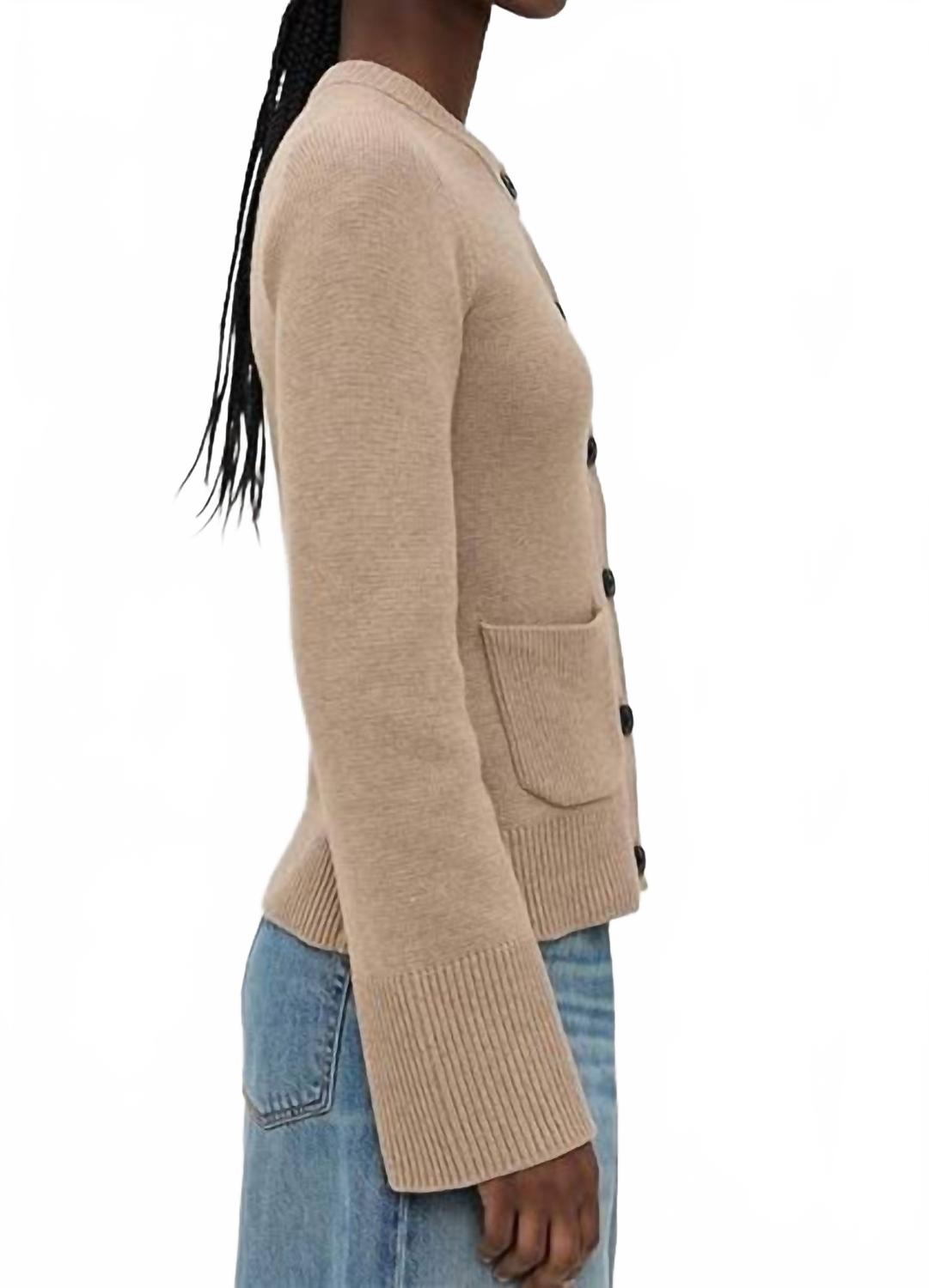 Dani Cinched Waist Cardigan In Toasted Wheat