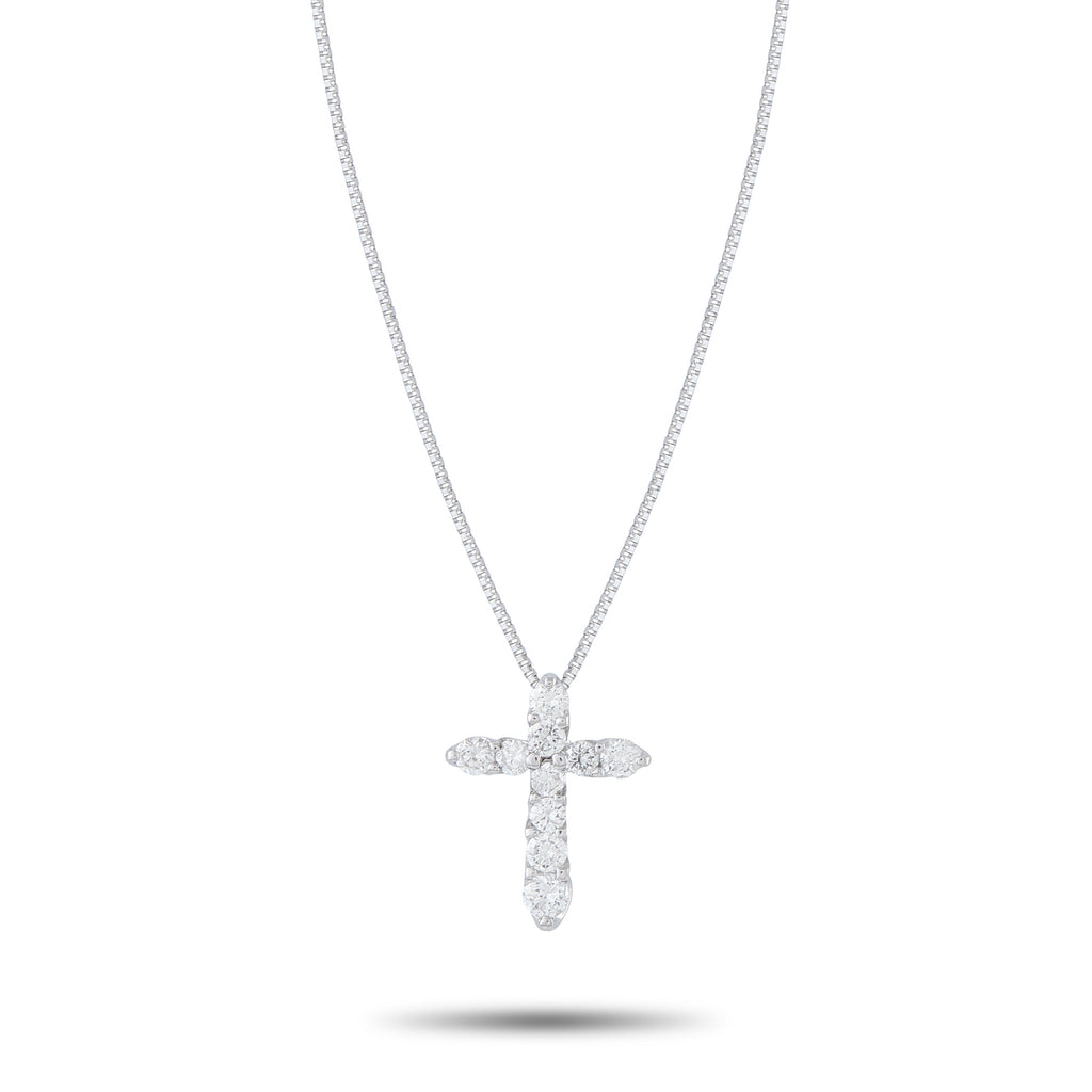 LB Exclusive Platinum 0.50ct Diamond Cross Pendant Necklace MF28-041326