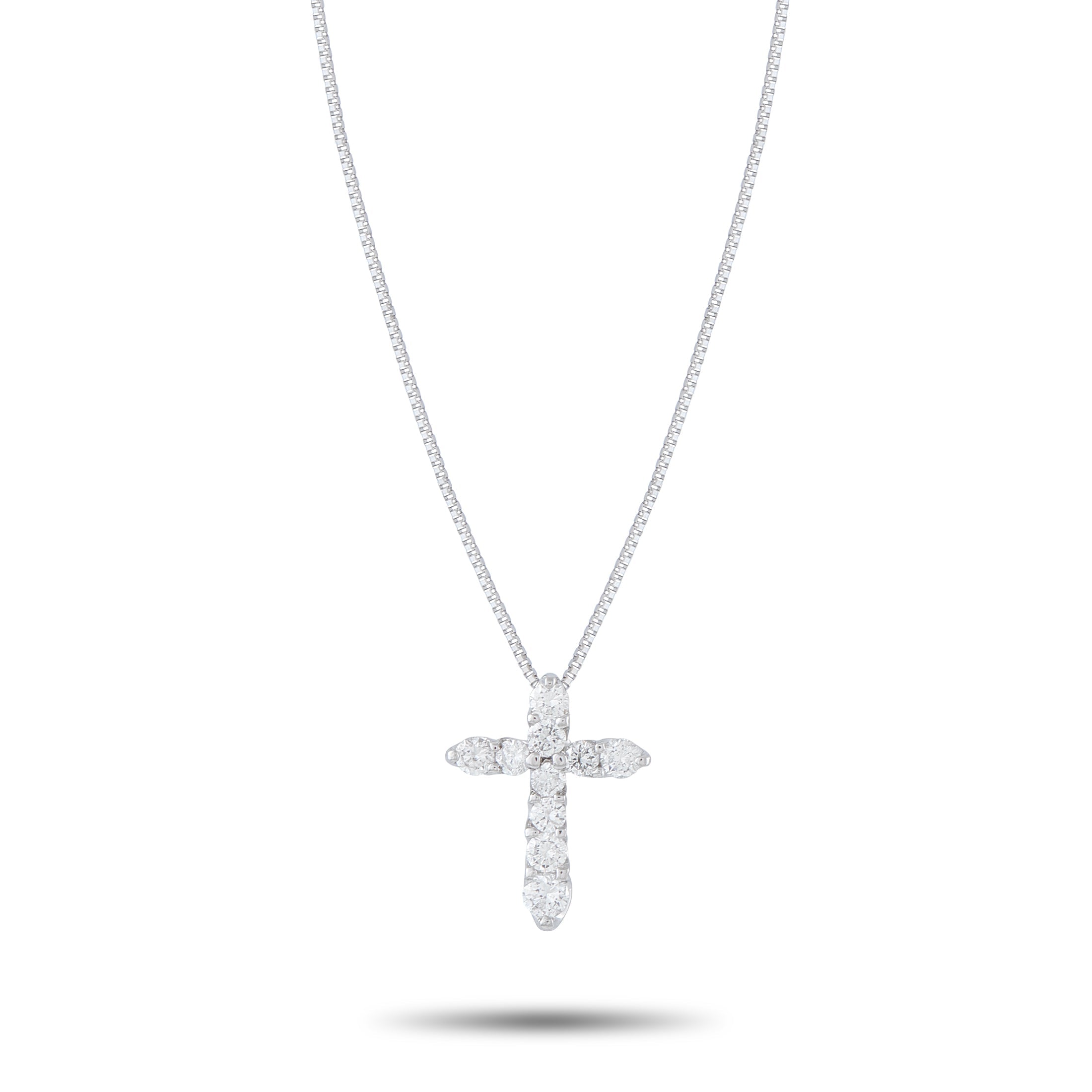LB Exclusive Platinum 0.50ct Diamond Cross Pendant Necklace MF28-041326