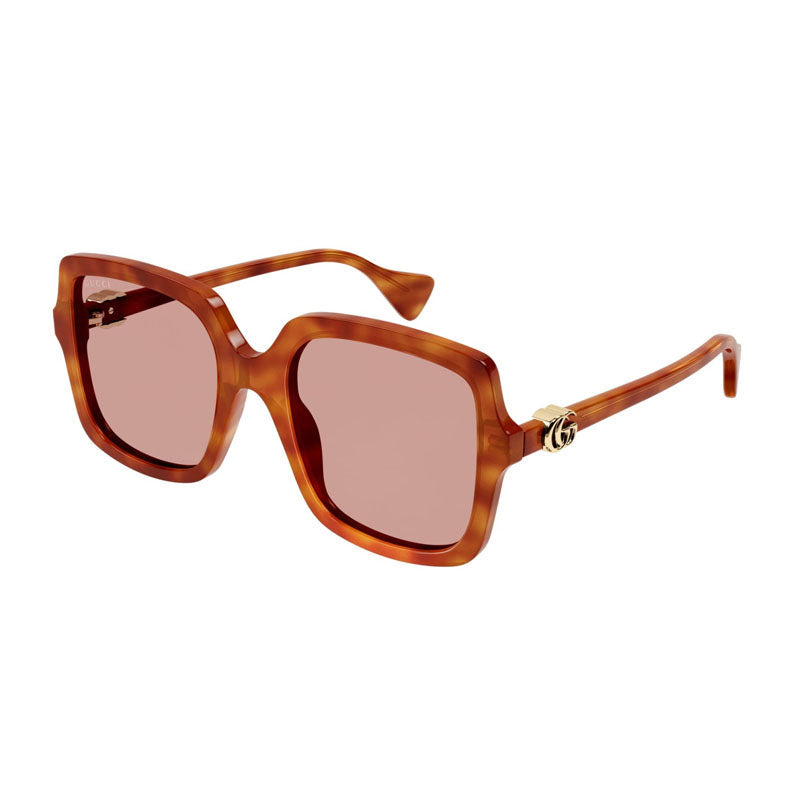 Gucci Sunglasses Square Full Rim, Light Havana Frame And Brown Lens Gg1070S002