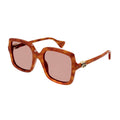 Gucci Sunglasses Square Full Rim, Light Havana Frame And Brown Lens Gg1070S002