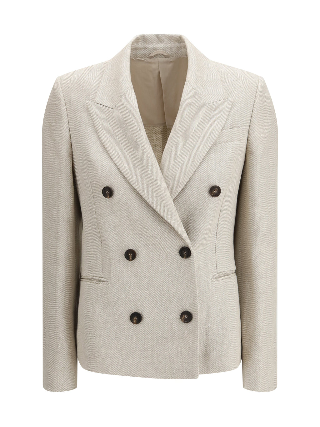 Brunello Cucinelli Women Button Herringbone Blazer