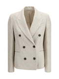Brunello Cucinelli Women Button Herringbone Blazer
