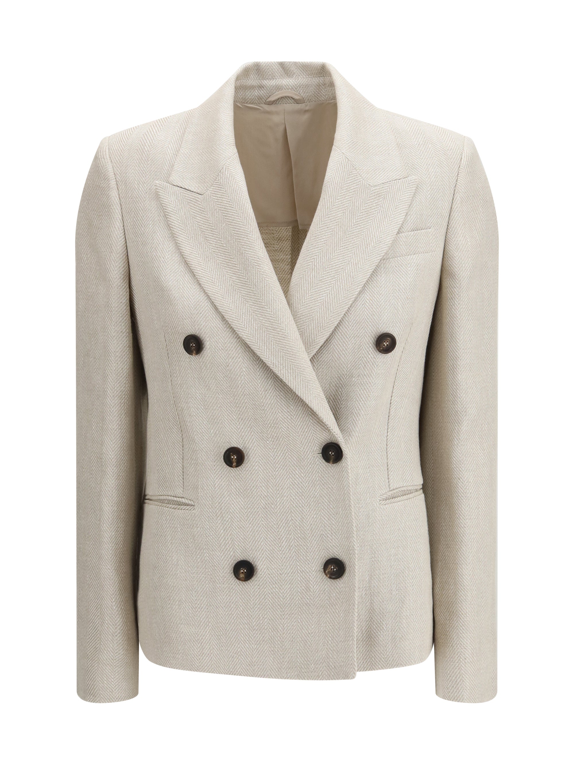 Brunello Cucinelli Women Button Herringbone Blazer
