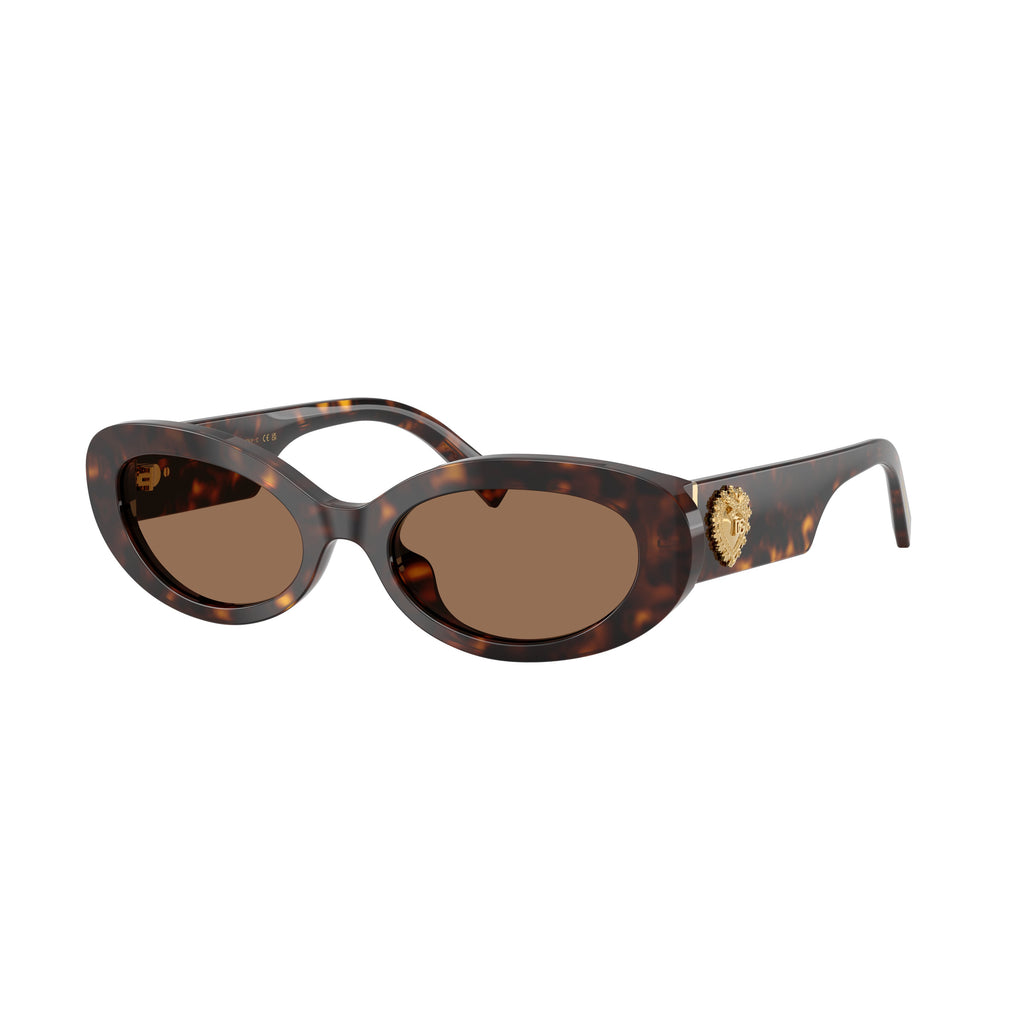0Dg4537 Tortoiseshell Oval Sunglasses with Gold Heart Emblem