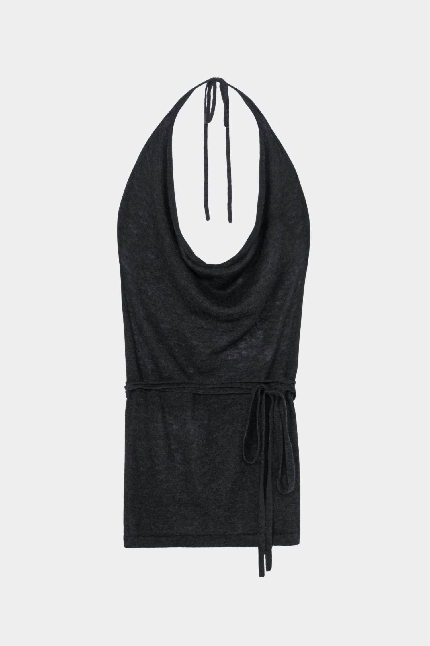 Merino Wool Tie Top In Anthracite