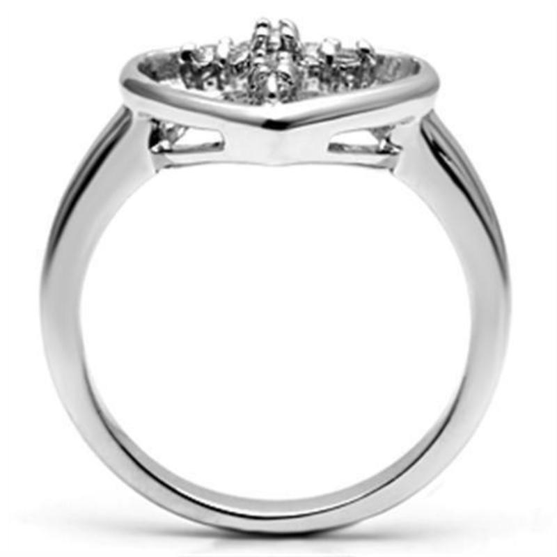 Rhodium Brass Ring with AAA Grade CZ in Clear