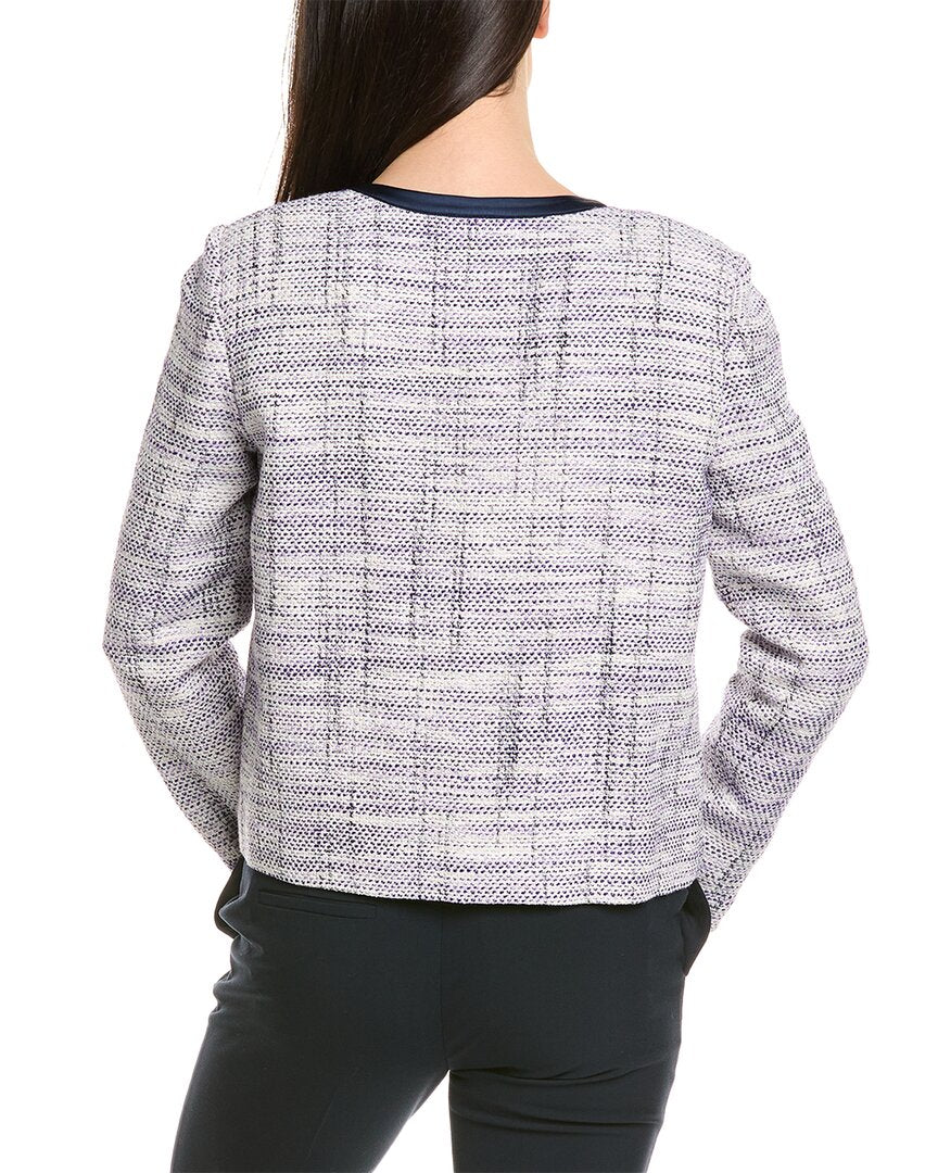 St. John Soft Birdseye Tweed Linen-Blend Jacket