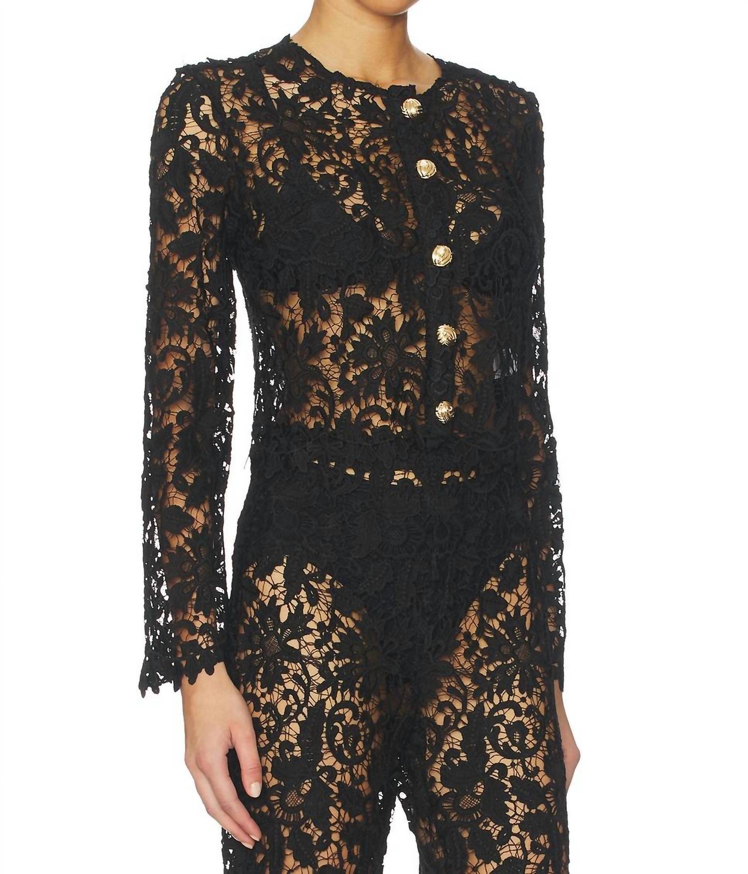 Coco Lace Cardigan In Black