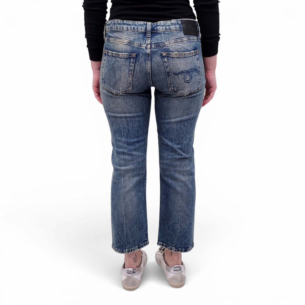 R13 'BOY STRAIGHT' CROPPED JEANS - SIZE 27